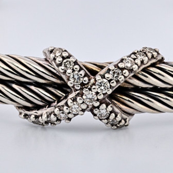 David Yurman X Collection Diamond Cable Station Bracelet, Sterling Silver - Picture 2 of 14